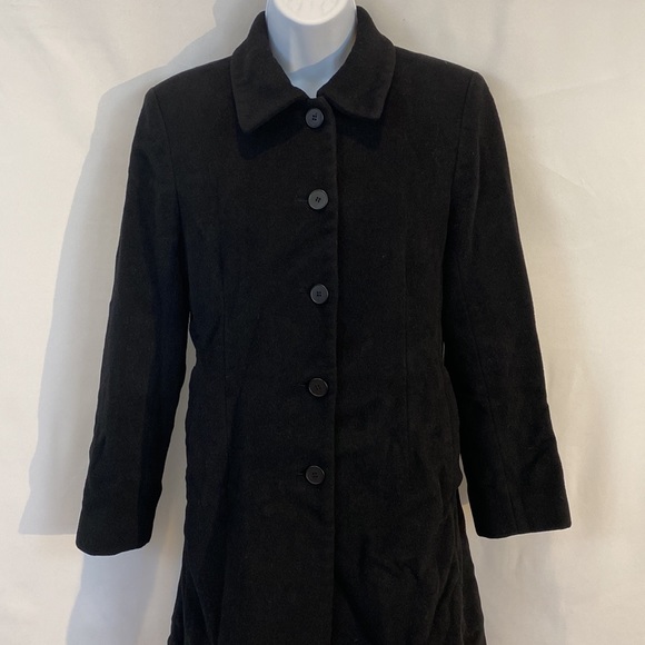 Anne Klein thigh length wool and cashmere pea coat in black size 6P 6 petite - Picture 3 of 16